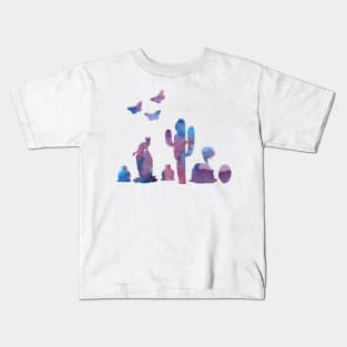 cacti, cat and butterflies Kids T-Shirt